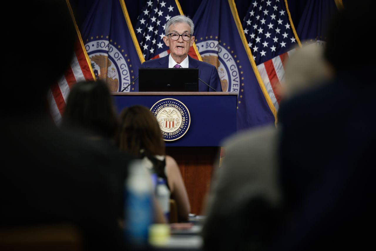 Federal Reserve Bank Chair Jerome Powell announced that interest rates will remain unchanged during a news conference at the bank's William McChesney Martin building on May 1 in Washington, DC.?