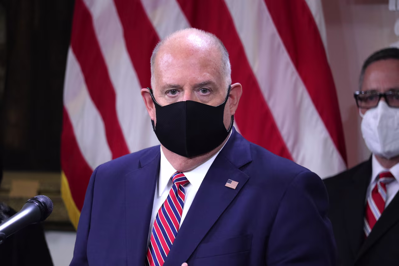Maryland Gov. Larry Hogan warns of a surge in coronavirus cases, during a news conference on Thursday, November 5. 