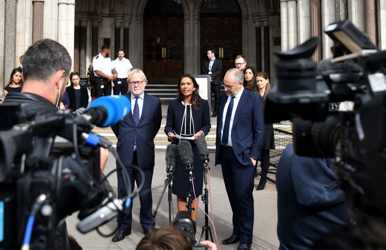 Gina Miller (center) talks to reporters after her challenge was rejected last week.