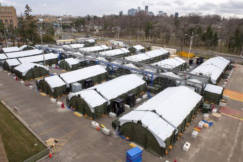 The field hospital in the parking lot of Sunnybrook Hospital in Toronto, Wednesday, March 31.