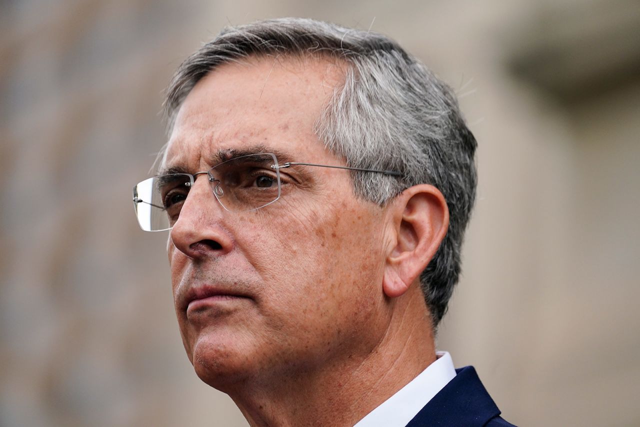 Georgia Secretary of State Brad Raffensperger attends a news conference in Atlanta on November 11.