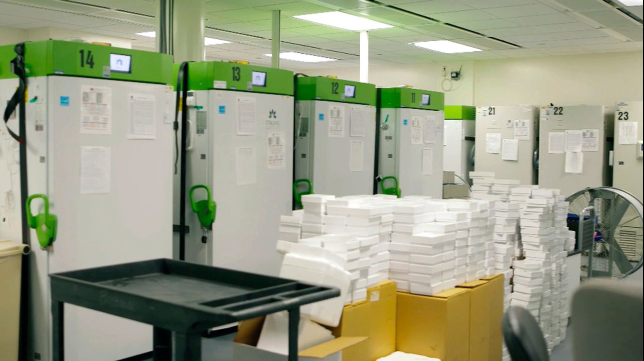 The room where coronavirus vaccines will be kept in super-cold storage at Cedars-Sinai Medical Center in Los Angeles, California.