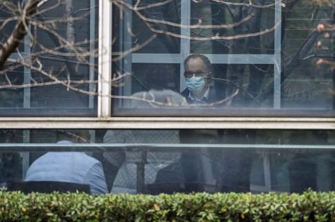 Peter Ben Embarek, the lead investigator for the World Health Organization team looking into the origins of the Covid-19 outbreak, is seen at the Hubei Animal Disease Control and Prevention Center in Wuhan, China, on February 2.