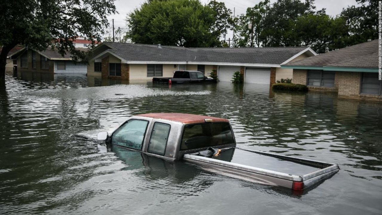 A truck is seen in floodwaters caused by 2017's Hurricane Harvey.