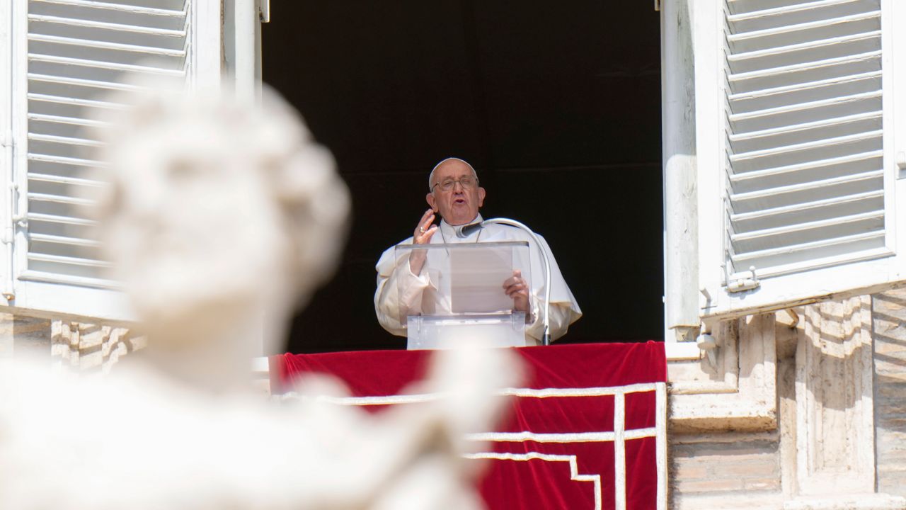 Pope Francis delivers an address at St. Peter's Square, on Sunday, October 15. 