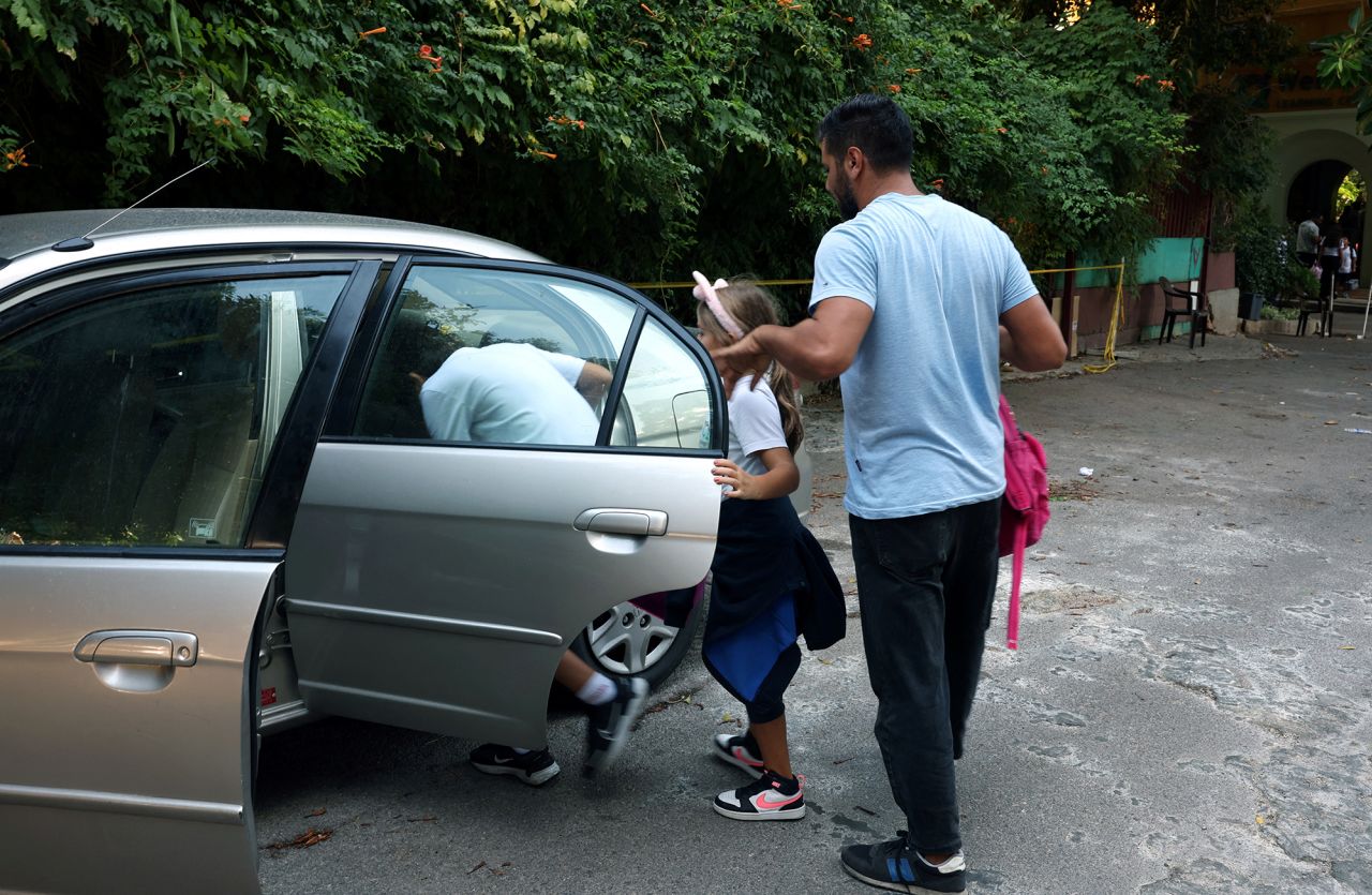 Pupils leave school early as Israeli attacks continue in Beirut,?Lebanon, on?September 23.