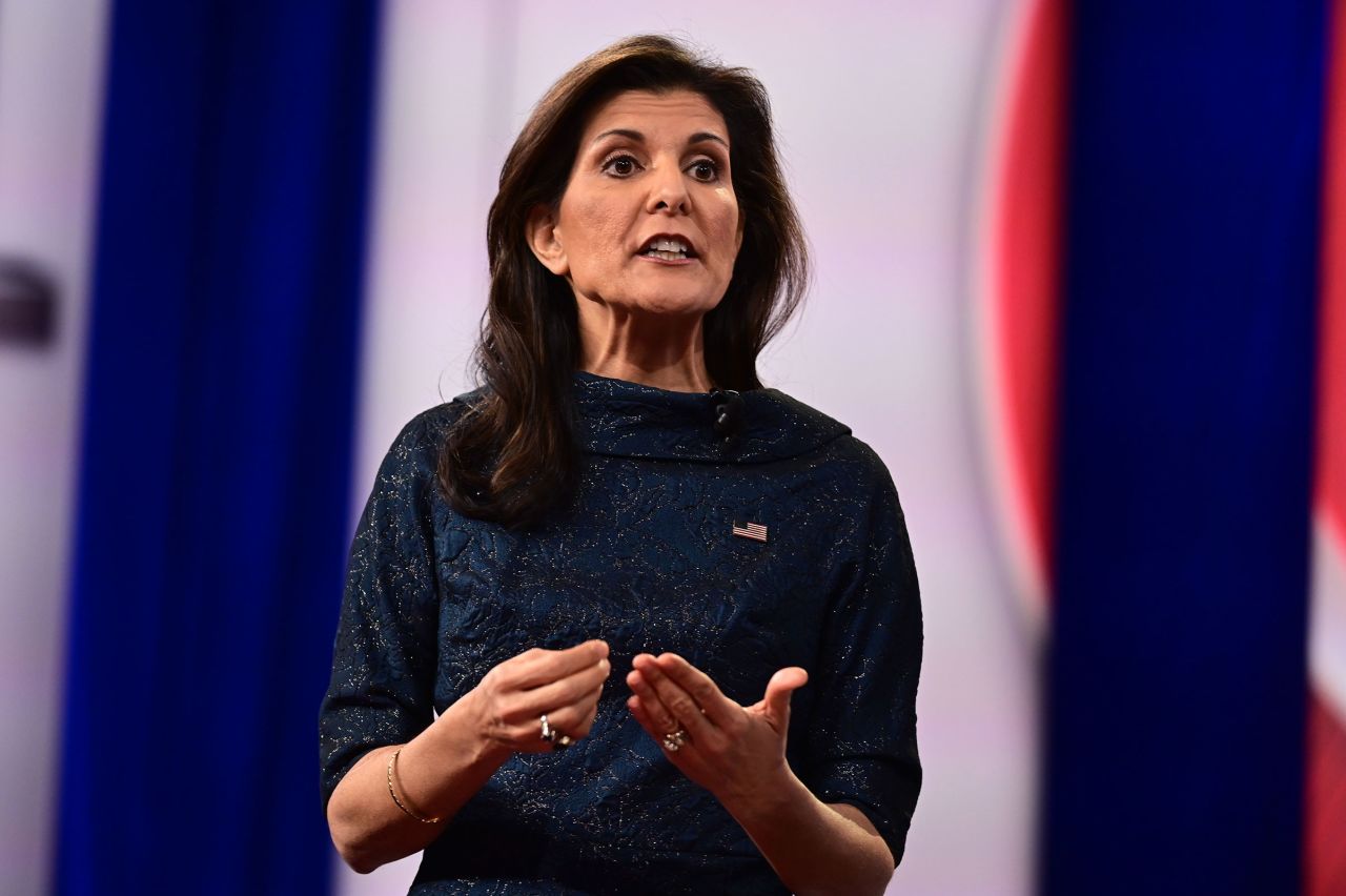 Haley participates in a CNN town hall on Thursday in New Hampshire.
