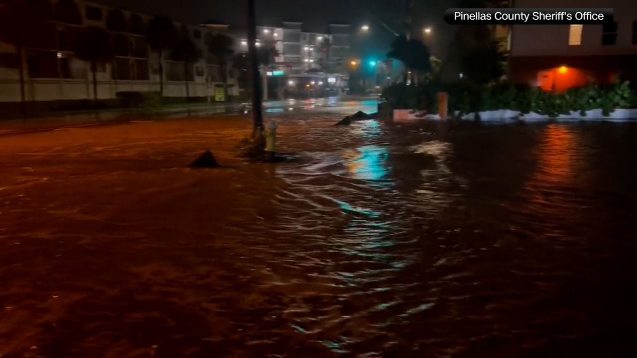 The storm surge is flooding streets in Pinellas County, Florida.