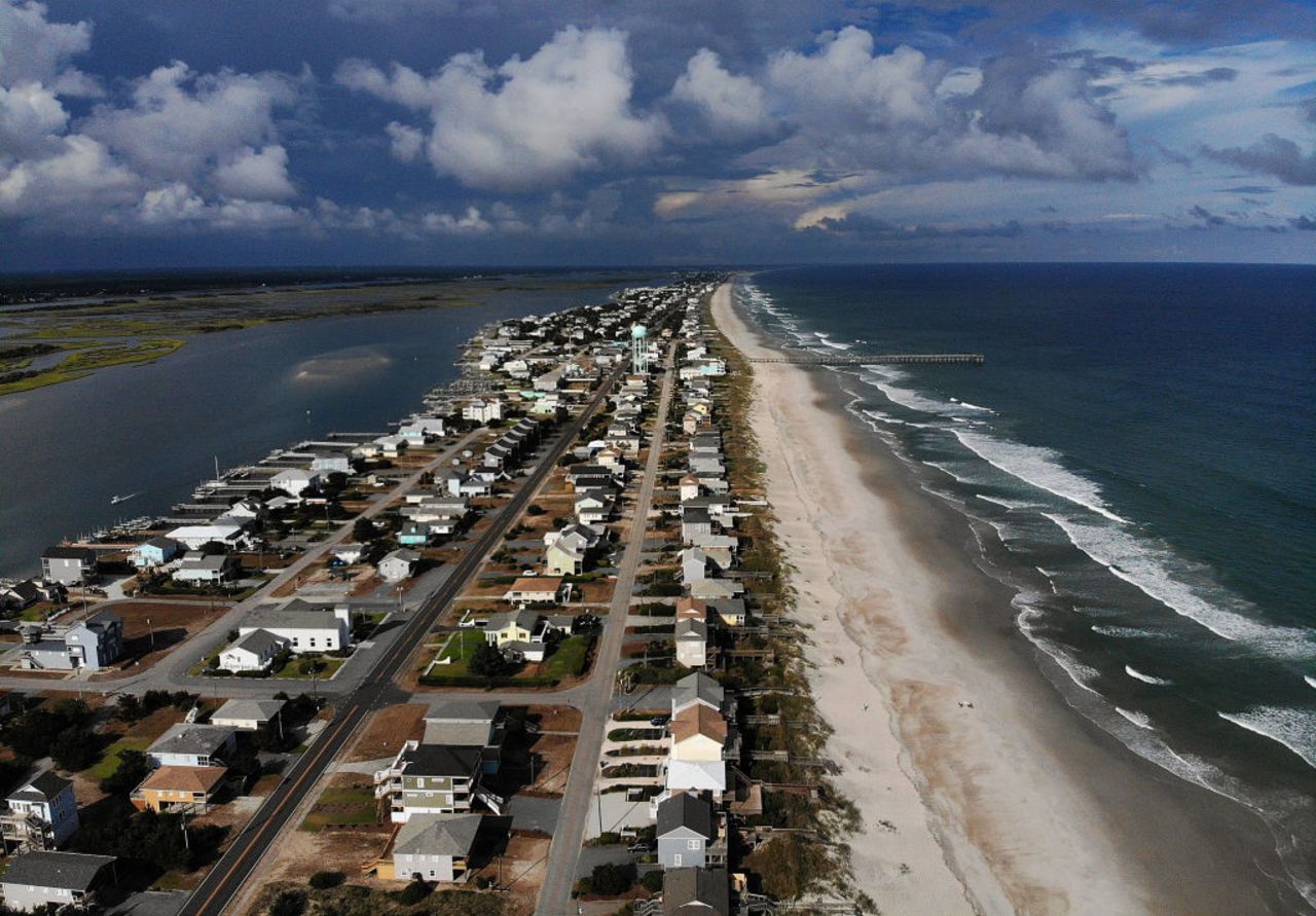 A mandatory evacuation is in effect in Topsail Beach, North Carolina.