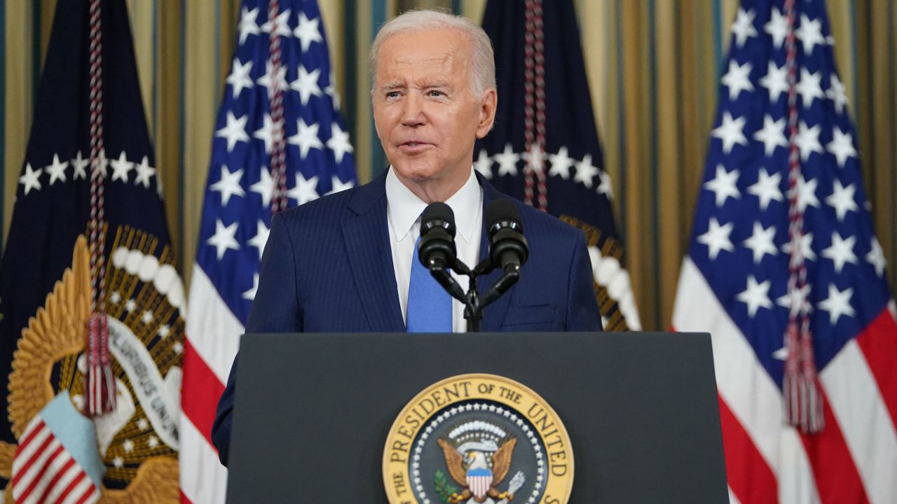 President Joe Biden speaks at a White House news conference on Wednesday.