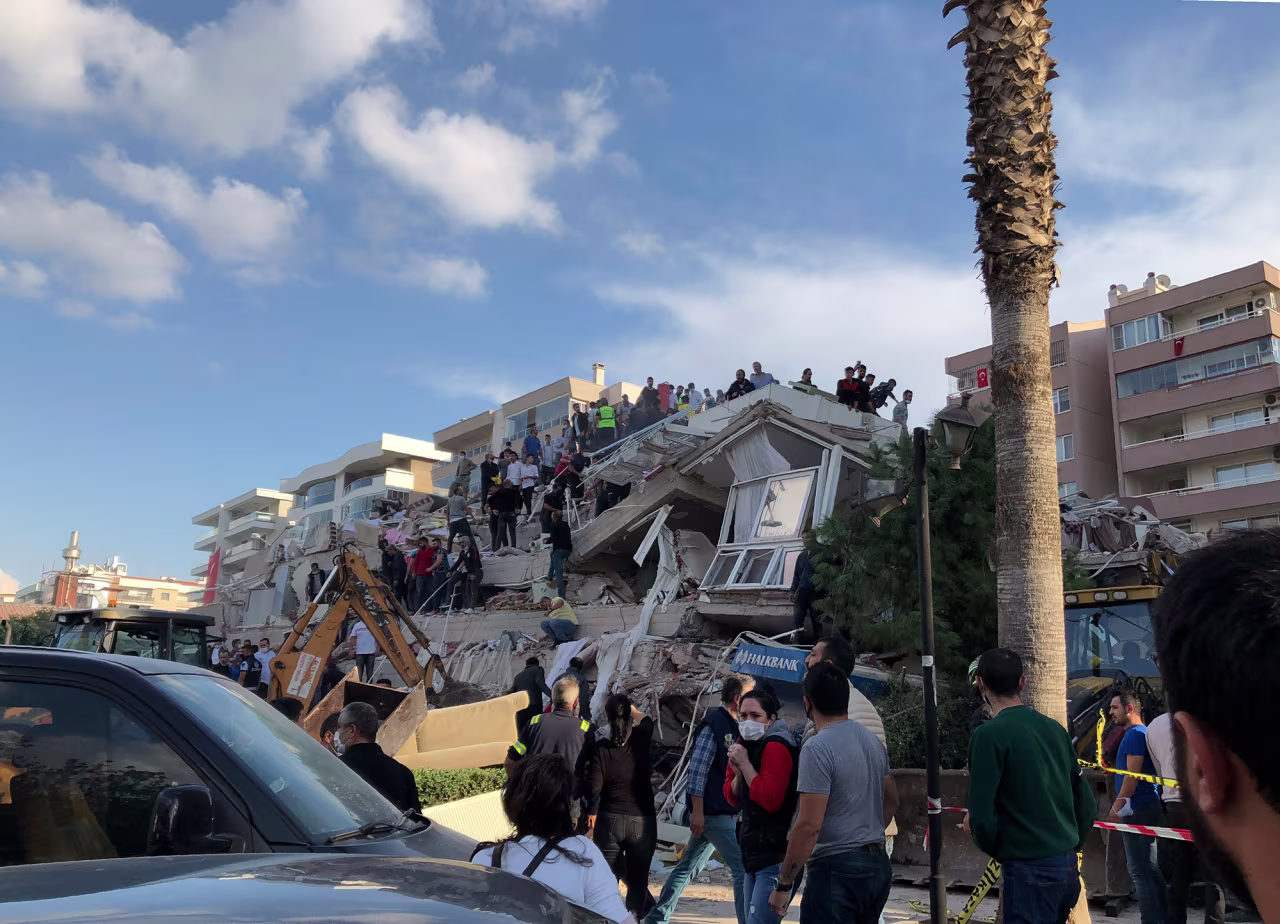 A collapsed building in Izmir on Friday, Oct. 30, 2020.