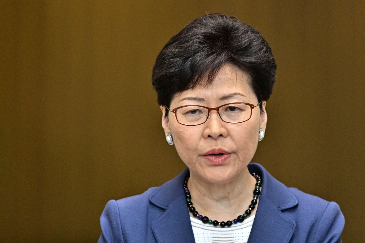 Chief Executive Carrie Lam speaks during a press conference at the government headquarters in Hong Kong on June 10, 2019. 