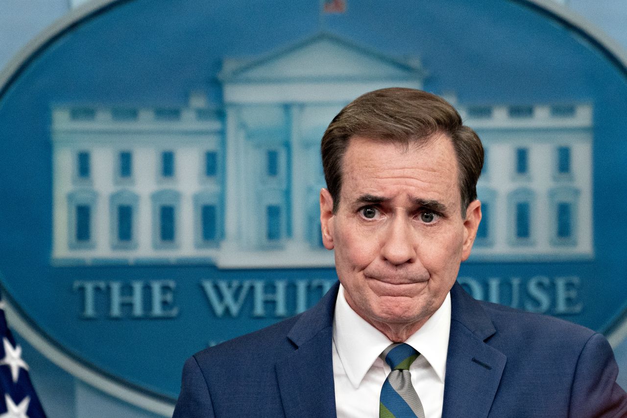 John Kirby during a news conference at the White House in Washington, DC on Friday.