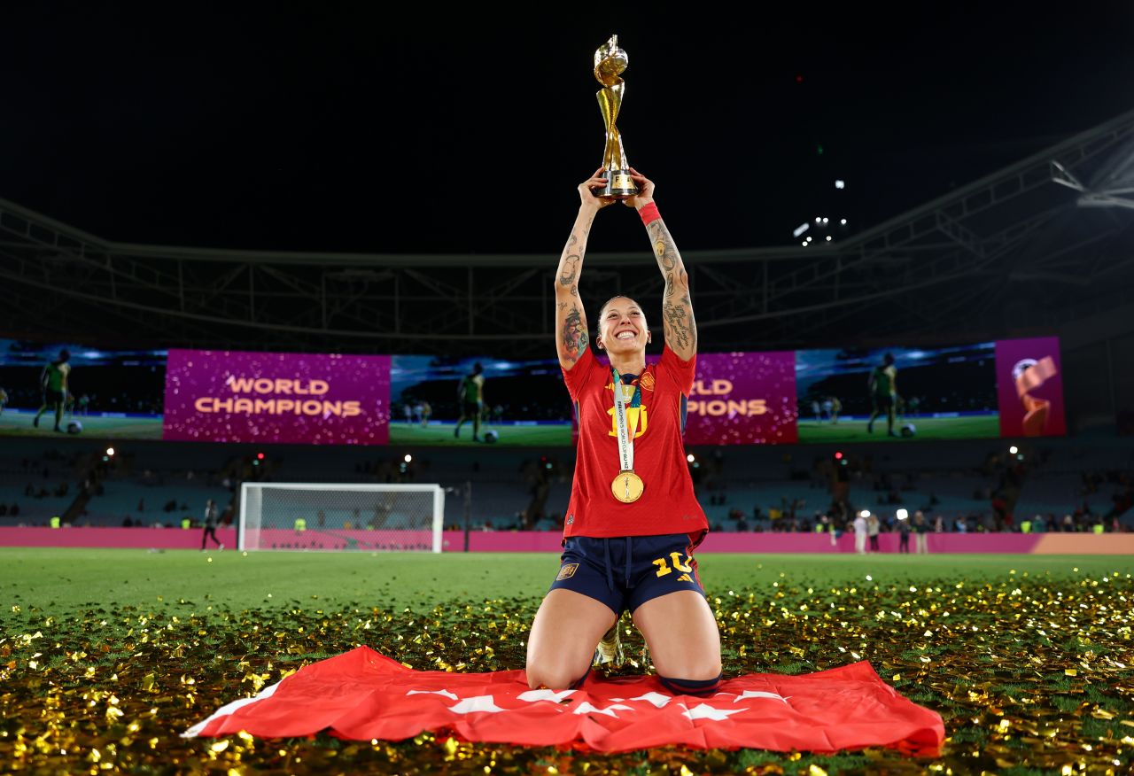 Spain’s Jenni Hermoso celebrates after La Roja won the World Cup. 