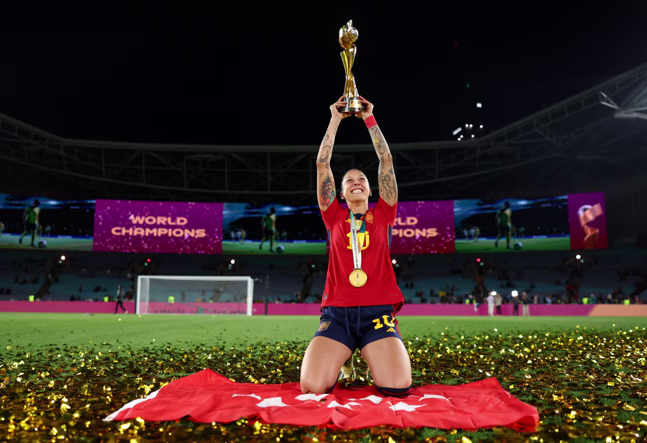 Spain’s Jenni Hermoso celebrates after La Roja won the World Cup. 
