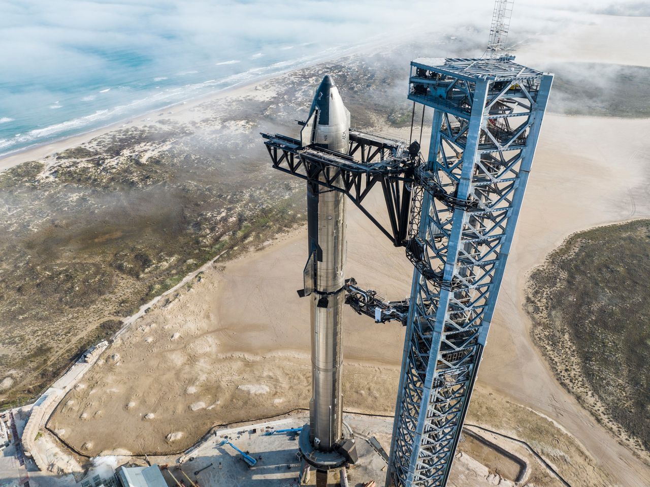 A SpaceX Starship vehicle on the launchpad in Boca Chica, Texas, on January 9, 2023.