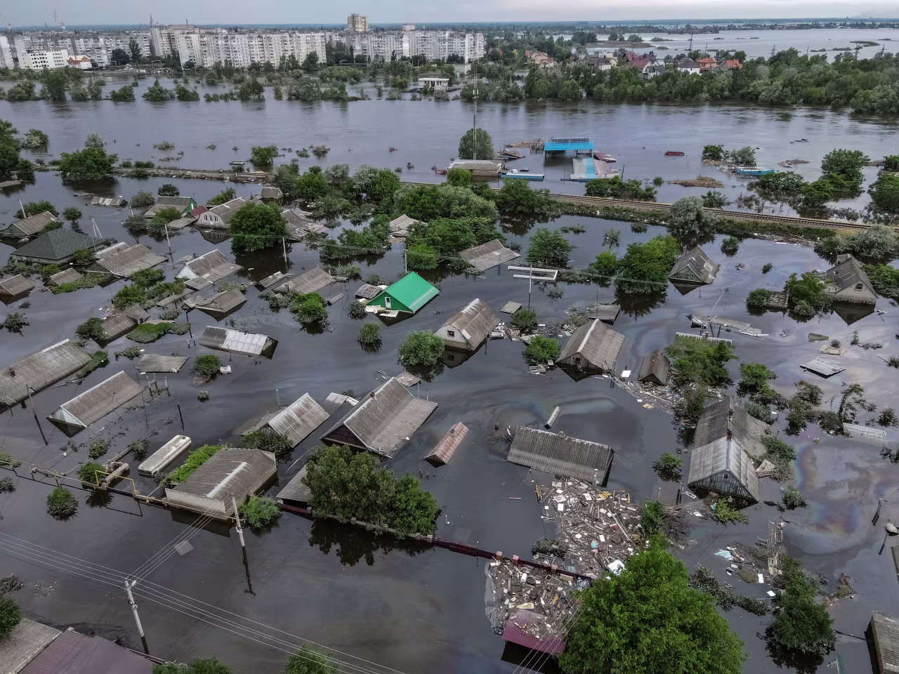 A flooded neighborhood in Kherson is pictured June 10. 