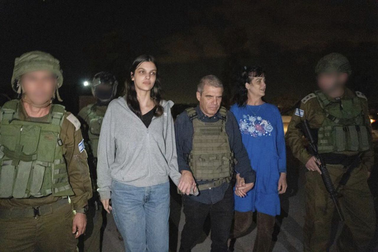 Judith and Natalie Raanan are seen escorted by Israeli soldiers on Friday.