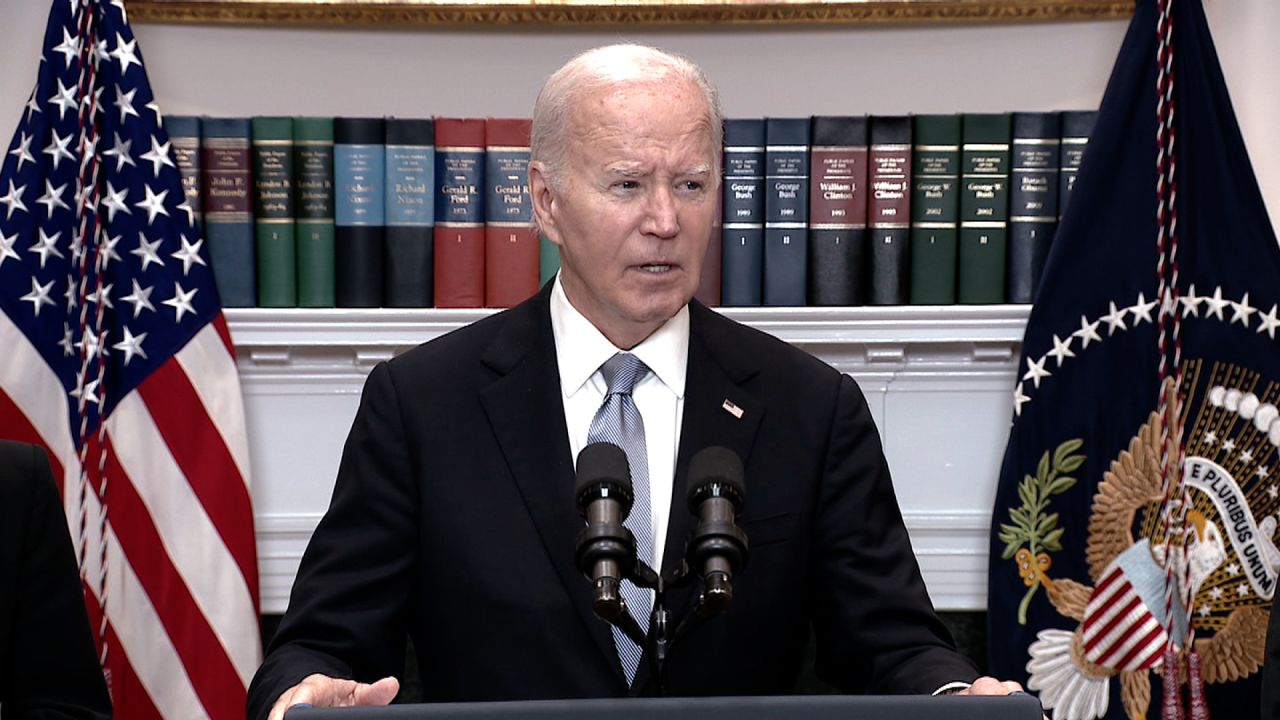 President Joe Biden delivers remarks from the White House on Sunday, July 14. 