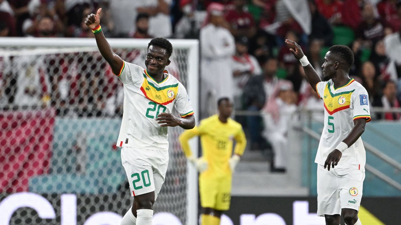 Senegal's Bamba Dieng, left, celebrates after his goal on Friday.