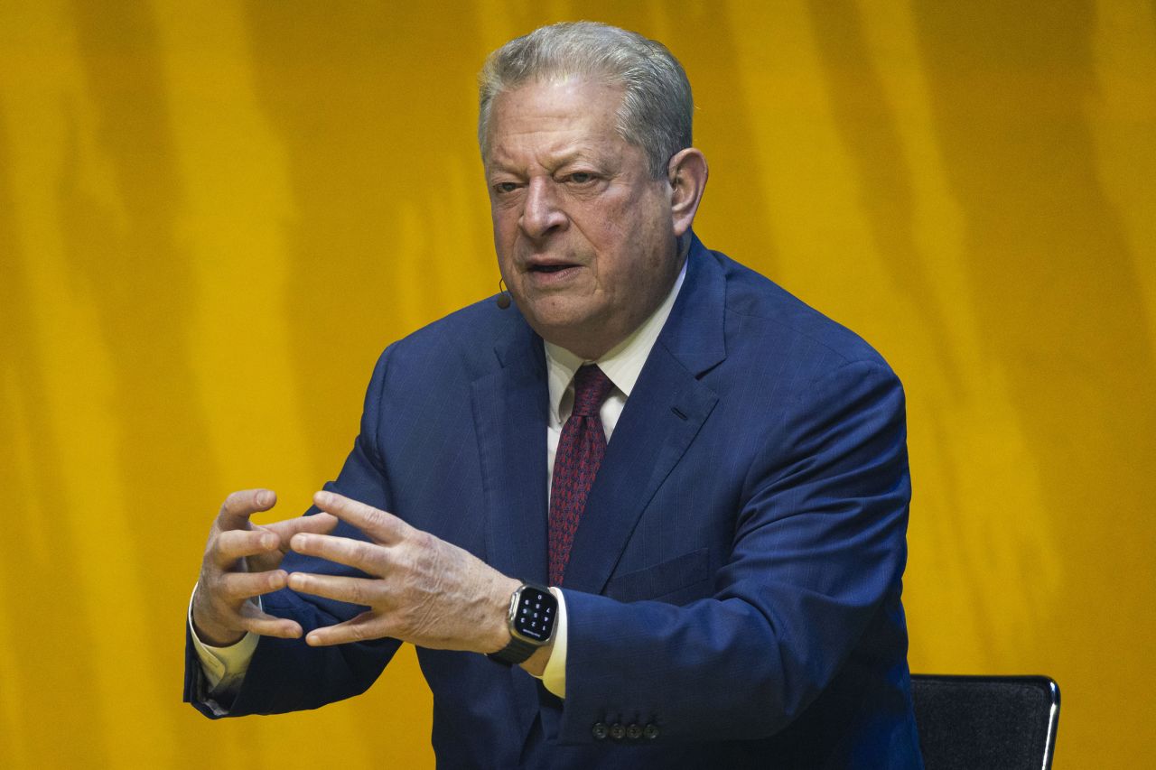 Al Gore speaks during a panel discussion on day one of Tech Arena 2024 on February 22, in Stockholm, Sweden.