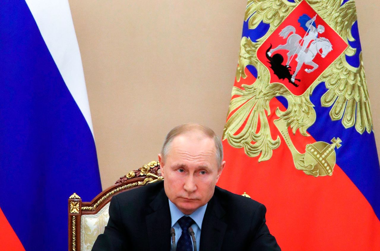 Russian President Vladimir Putin leads a cabinet meeting in the Kremlin in Moscow, Russia, on Tuesday.