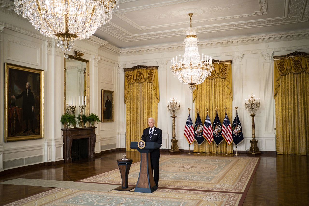 President Joe Biden delivers remarks on Covid-19 vaccines on August 18.