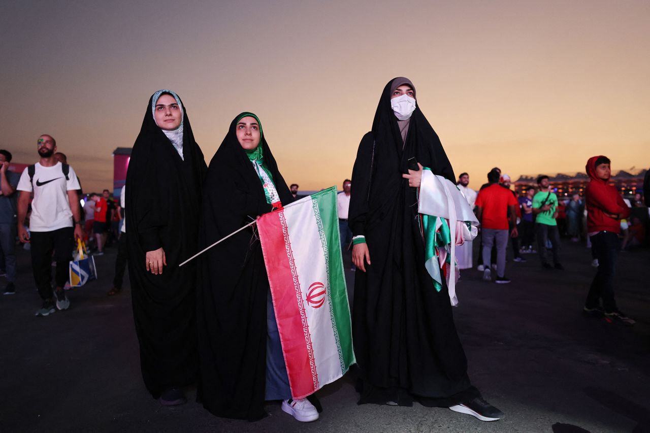 Iran?fans?watch the match between England and?Iran?at Al Bidda Park, Doha, Qatar, on November 21.