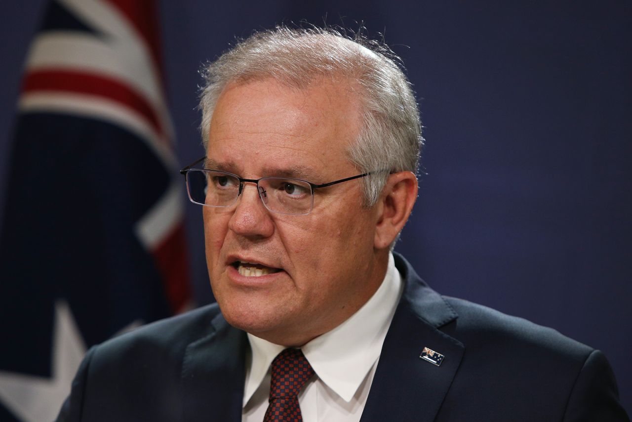 Australian Prime Minister Scott Morrison speaks during a news conference in Sydney, Australia, on October 16.