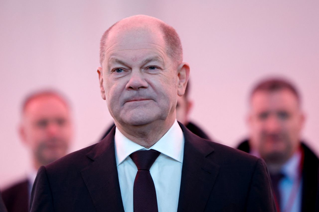 German Chancellor?Olaf?Scholz?attends a groundbreaking ceremony at the new Freiburg-Dietenbach development in Freiburg, Germany, on February 27.