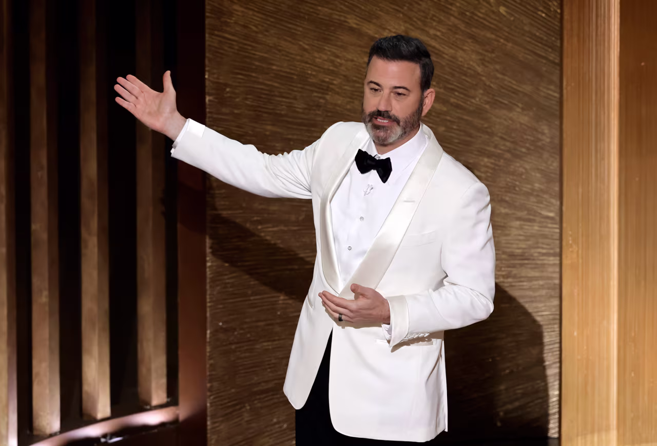 Host Jimmy Kimmel speaks onstage. 