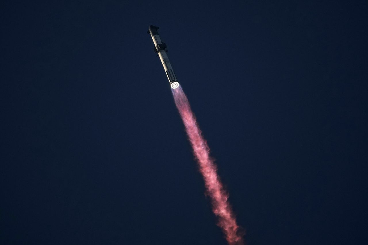 SpaceX's Starship is seen during a test flight from Starbase in Boca Chica, Texas, on Saturday, November 18.