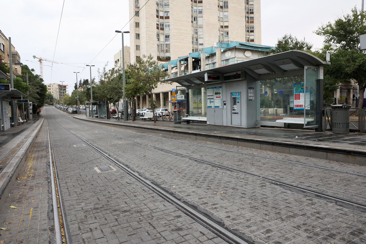 An empty street in central Jerusalem, Israel, on October 9.