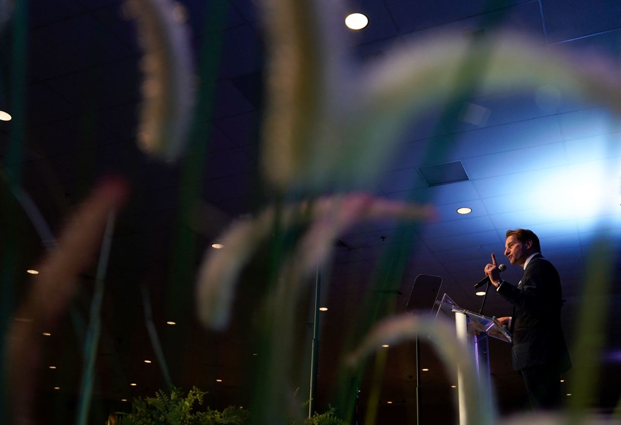 Rep. Dean Phillips speaks during the South Carolina's First in the Nation Dinner at the South Carolina State Fairgrounds in Columbia, South Carolina, on January 27.