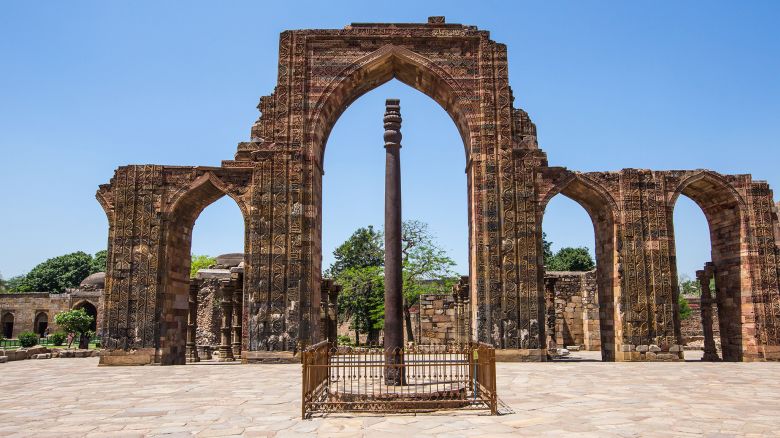 New Delhi's famed Iron Pillar sits inside the UNESCO-listed Qutb Minar complex.
