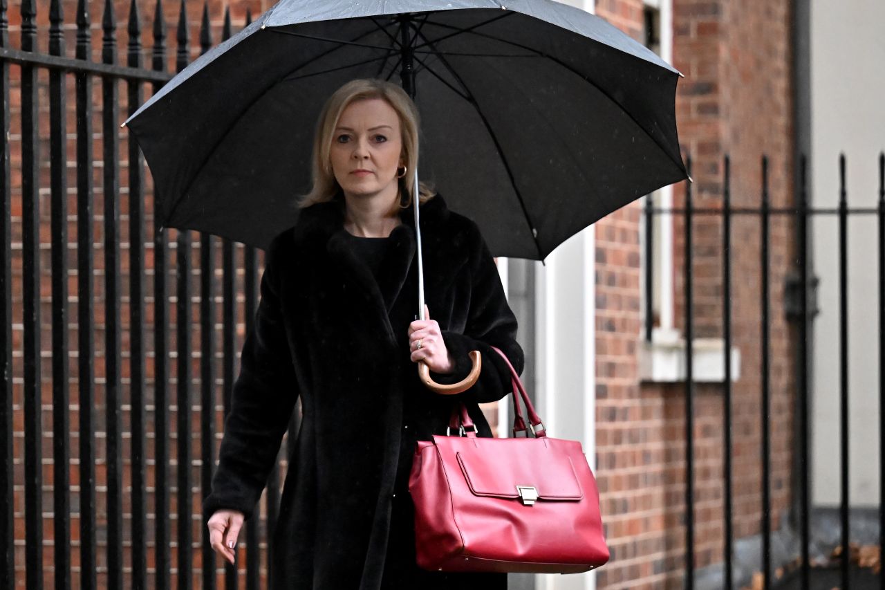 British Foreign Secretary Liz Truss departs Downing Street after Prime Minister Boris Johnson chaired an emergency Cobra meeting to discuss the UK's response to the crisis in Ukraine on February 24.