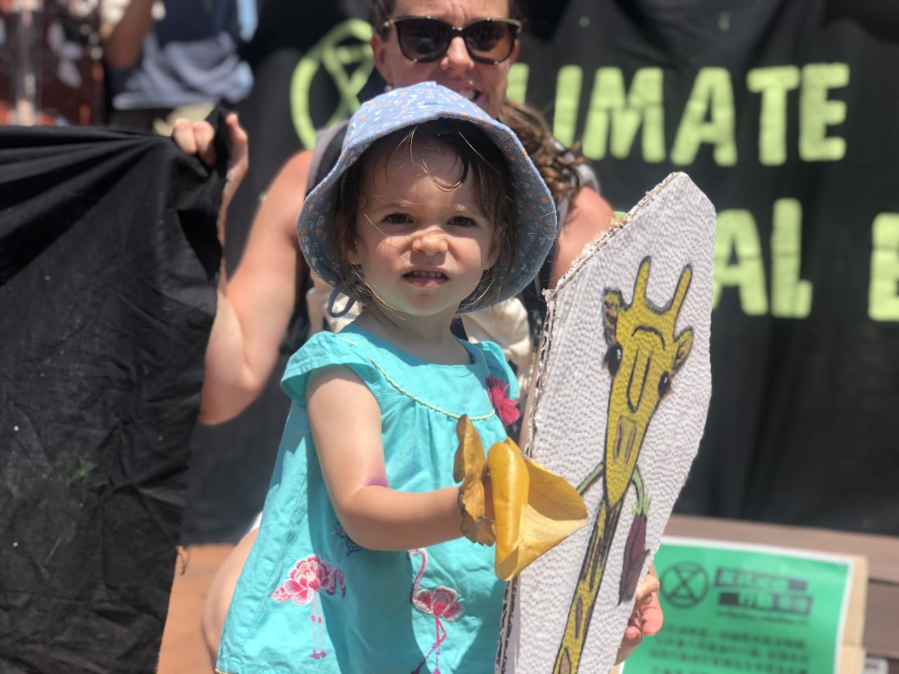 A child at the Hong Kong climate strike on September 20, 2019.