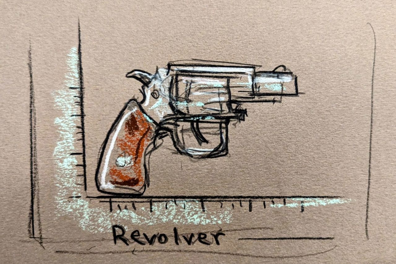 A sketch of the Colt revolver that Hunter Biden purchased from a gun store in Wilmington in October 2018.