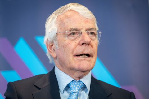 Former prime minister Sir John Major during his keynote speech at the Institute for Government, London, England, on February 10.