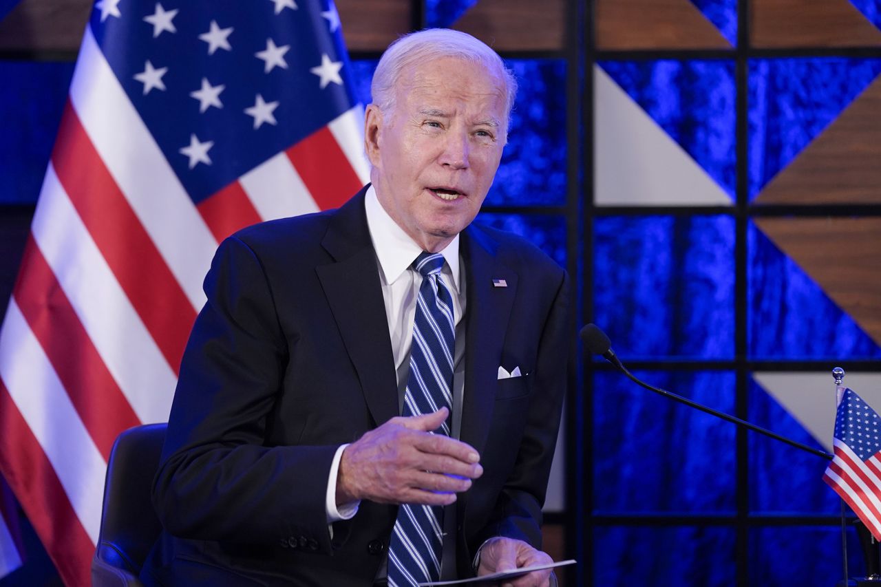 President Joe Biden speaks as he meets with Israeli Prime Minister Benjamin Netanyahu, on October 18, in Tel Aviv, Israel.