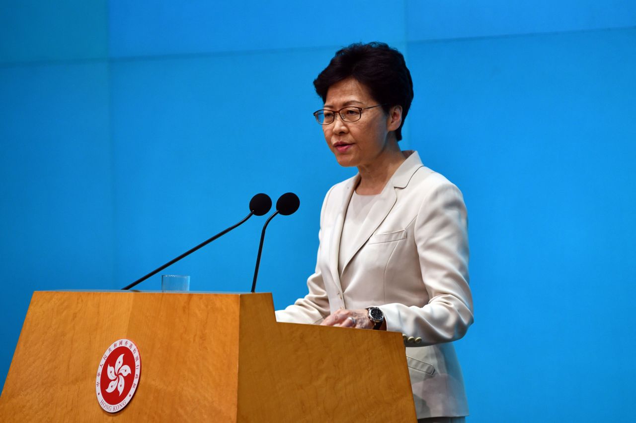 Hong Kong Chief Executive Carrie Lam at a press conference on June 18, 2019.