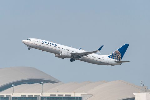 A United Airlines plane takes off from Los Angeles International Airport on September 15.