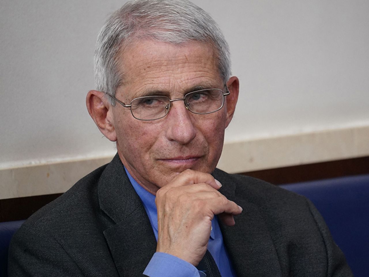 Director of the National Institute of Allergy and Infectious Diseases Anthony Fauci looks on during the daily briefing on the novel coronavirus at the White House on Tuesday, April 7.