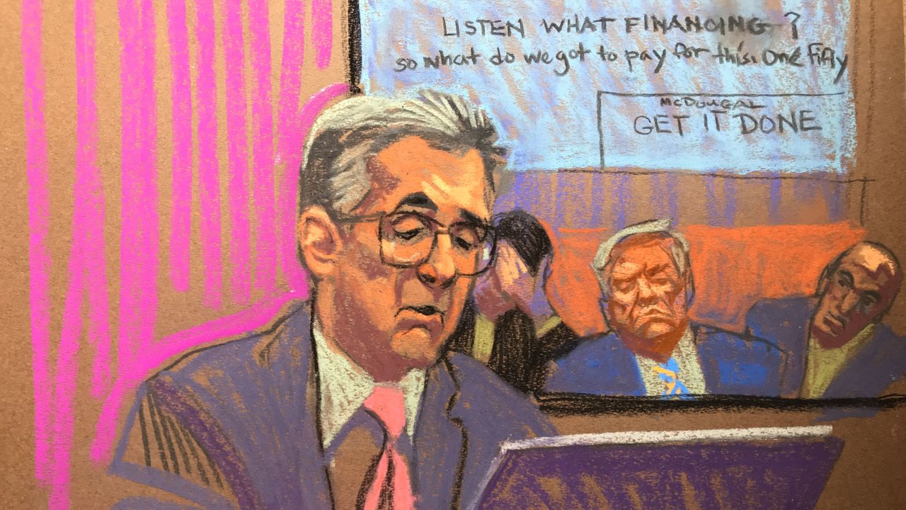 Cohen put on glasses to read an email on a monitor during his testimony.