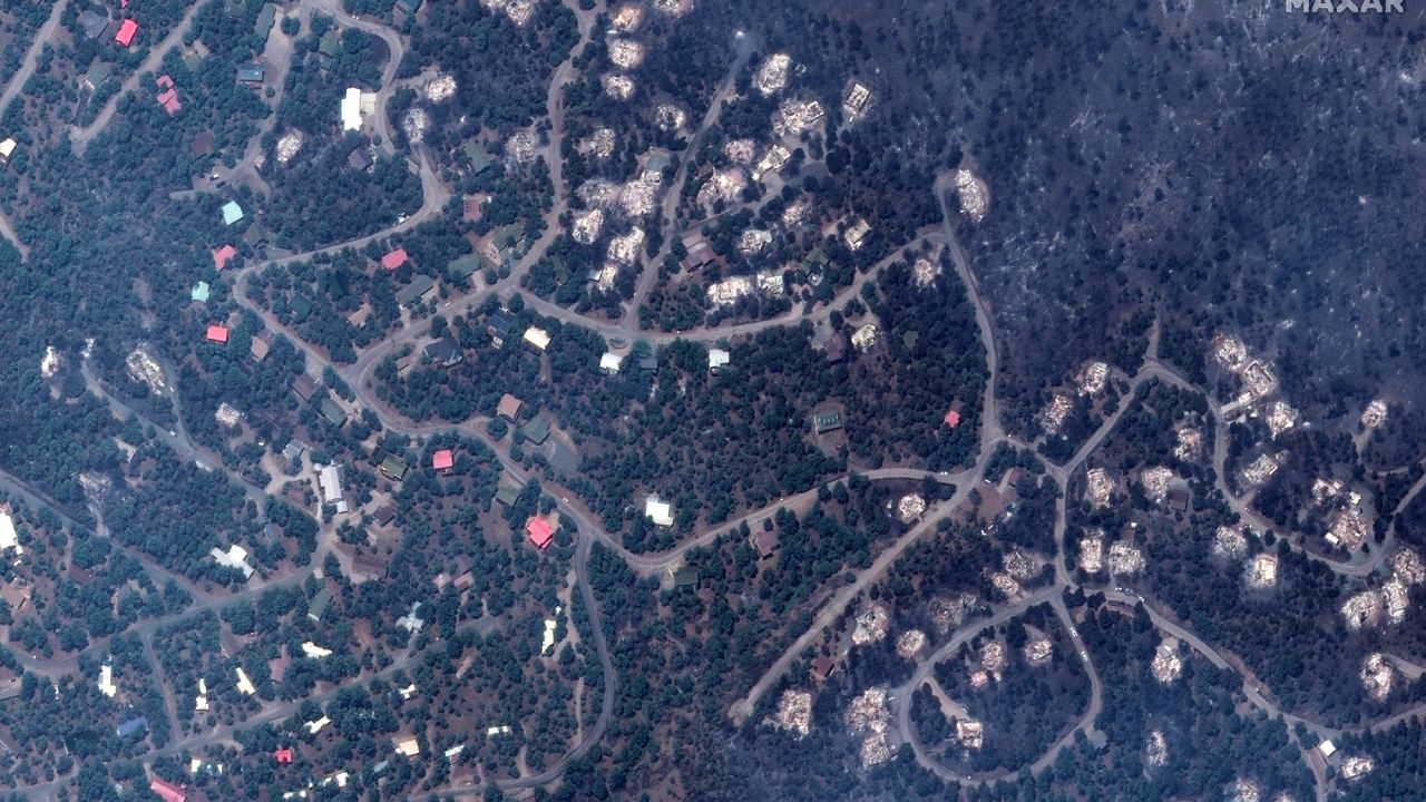 Homes damaged by the South Fork Fire in Ruidoso, New Mexico. 