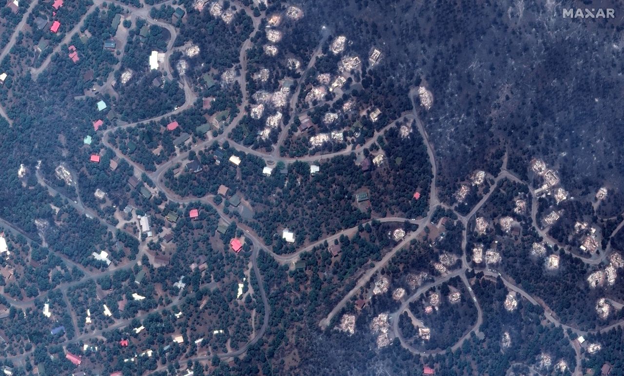 Homes damaged by the South Fork Fire in Ruidoso, New Mexico. 