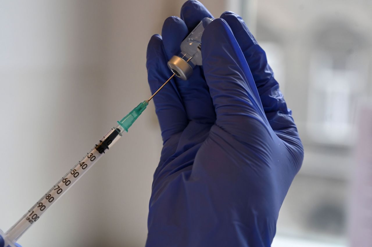 A nurse prepares the Pfizer-BioNTech Covid-19 vaccine in Budapest, Hungary, on January 28.