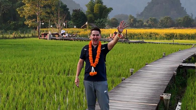 Dan in Laos rice field
