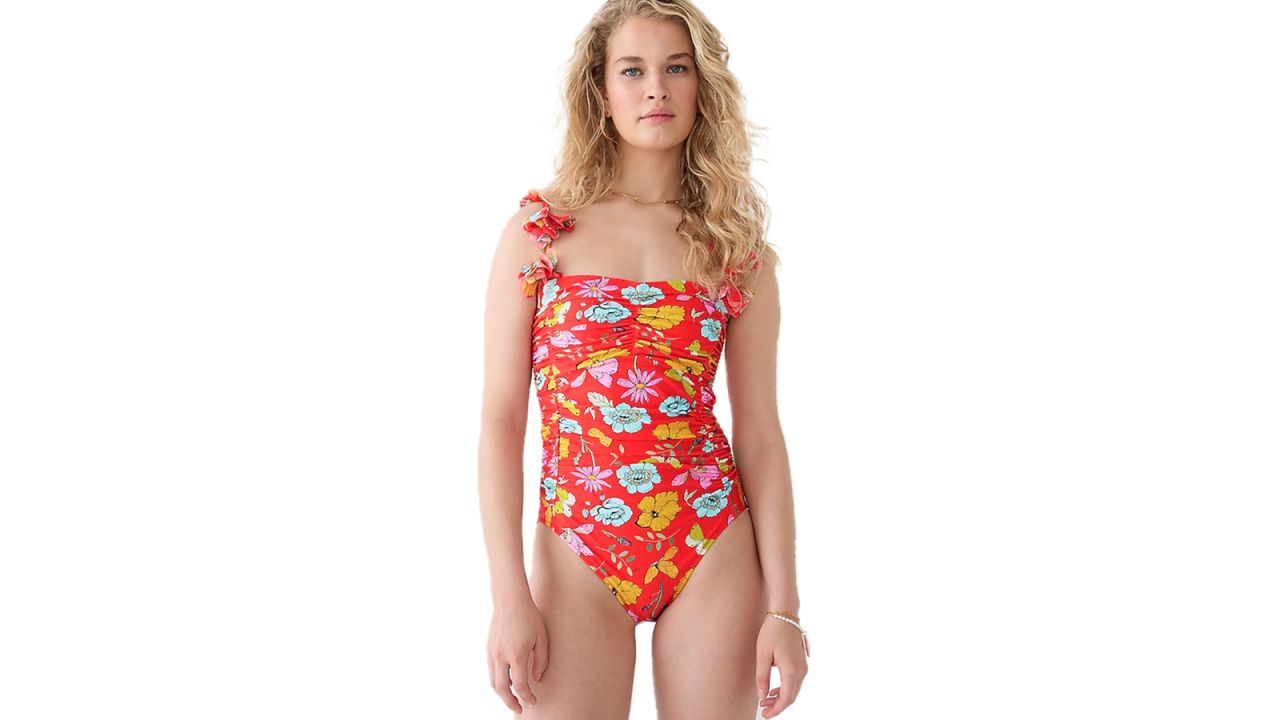 Dauphinette X J.Crew Ruched One-Piece Swimsuit in Red Blooms cnnu.jpg