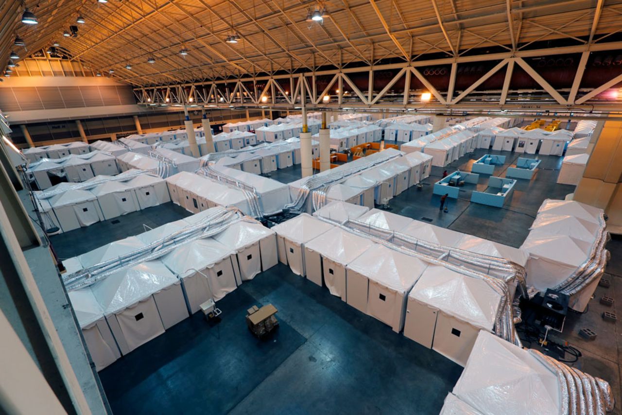 A temporary hospital set up in the Ernest N. Morial Convention Center to treat those with Covid-19 in New Orleans, seen on April 4.